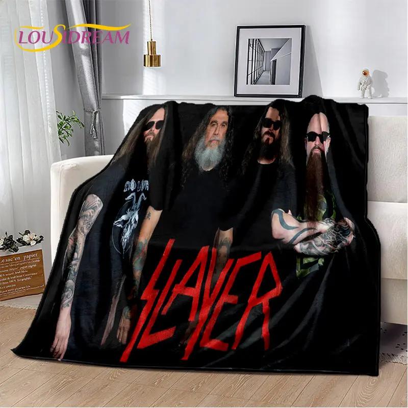 Slayer Heavy Metal Band Weiche Plüschdecke, Flanelldecke, Überwurfdecke für Wohnzimmer, Schlafzimmer, Bett, Sofa, Picknick-Abdeckung, warme Kinder