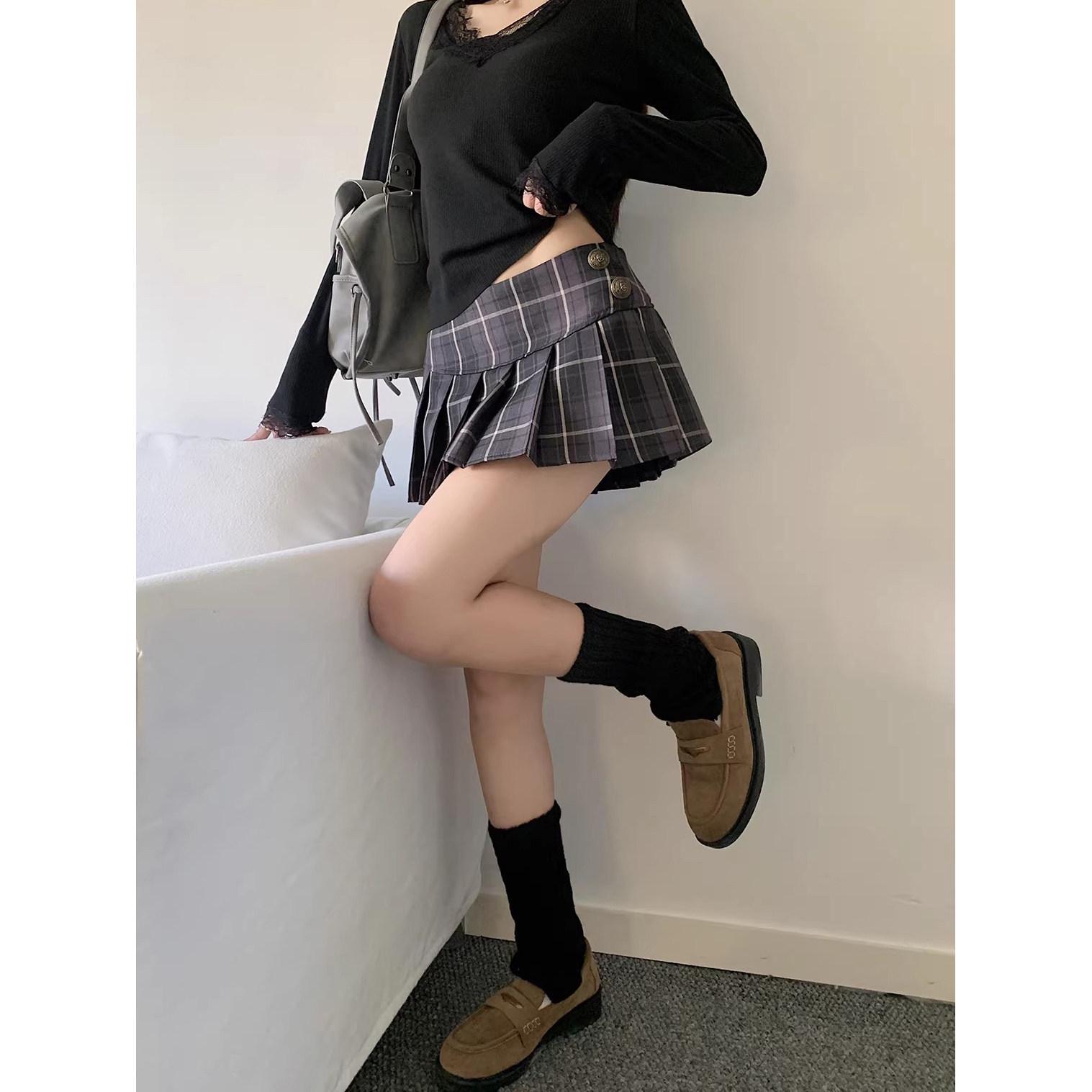 Hua Qian Zhu Blue Plaid A-line Pleated School Uniform Skirt - Versatile JK Style S