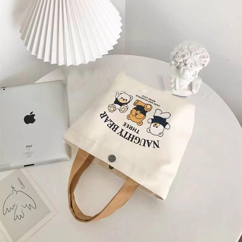 2026 Bären Canvas Lunchtasche: Niedliche, tragbare Geschenktasche für Damen