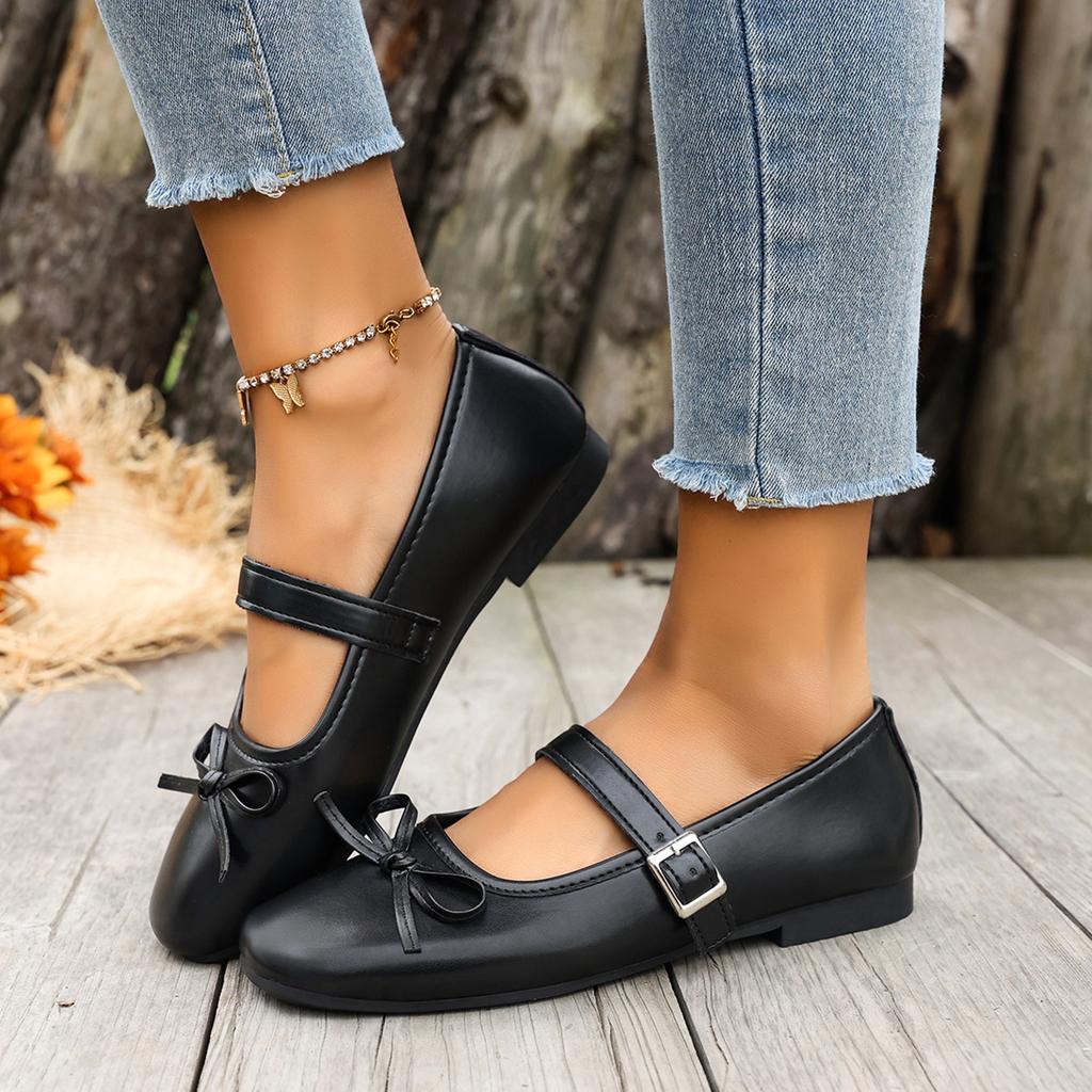 Girls Mary Jane Flats Adjustable Buckle Strap Square Toe Ballet Shoes Lightweight Comfortable Casual Footwear for Daily Wear
