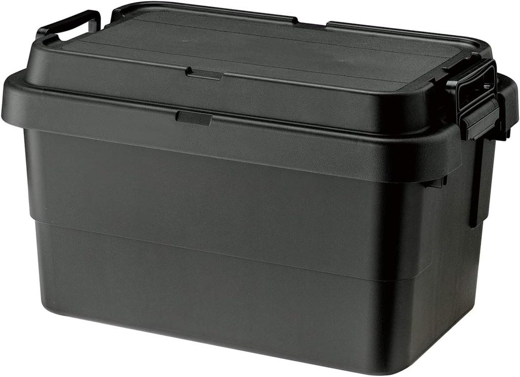 RISU Trunk Cargo Storage Box, 50L, Black, Made in Japan, TC-50S, Stackable, Waterproof, for Outdoor Storage, Camping, GHON108