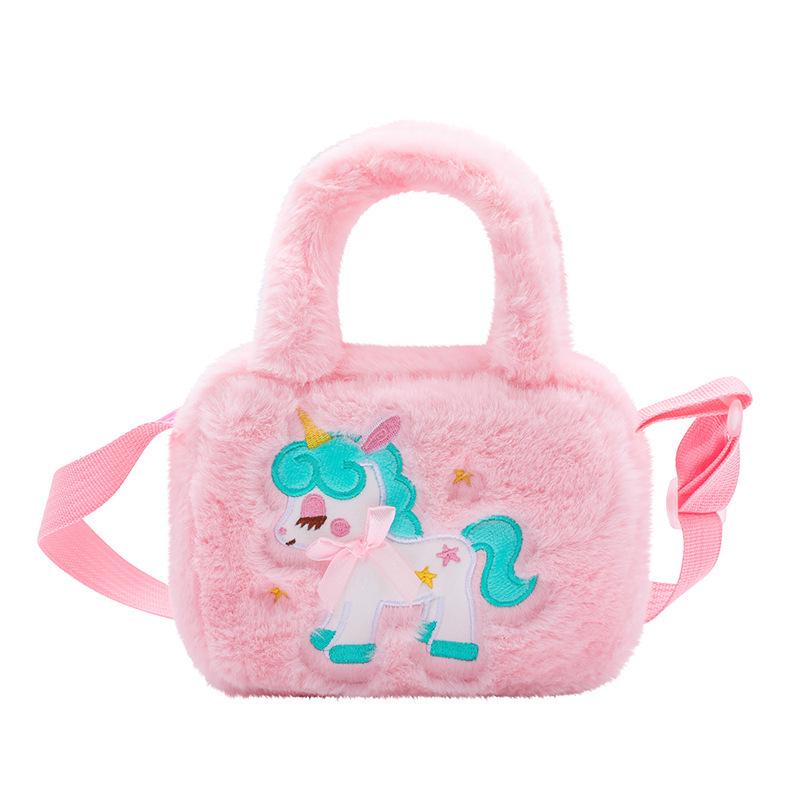 Unicorn Plush Toy Crossbody Bag - Cute Square Handbag for Kids