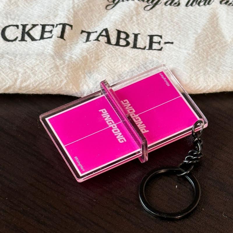 Acrylic Ping Pong Table Keychain Double Sided Mini 3D Sports Keyring Bag Pendant Car Key Chains Souvenir Gift
