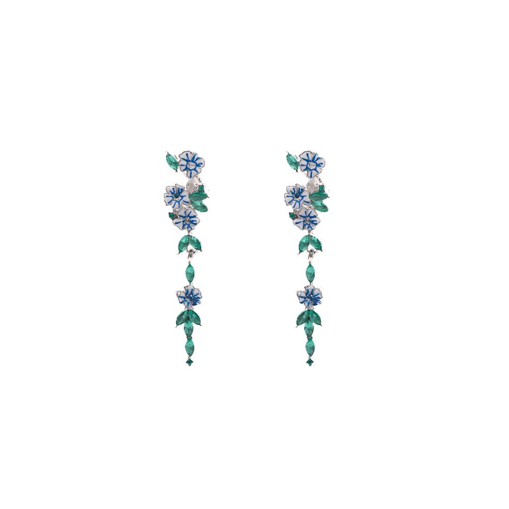 Monet Garden French Wisteria Flower Fringed Earrings Long Light Luxury Premium Earrings Elegant Temperament Earrings