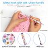 Metal Sunflower Print Crochet Hooks Set In Case Ergonomic Soft Rubber Grip Handle Gift for Beginners Wool Crafts Knitting Tools