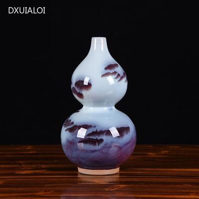 Jingdezhen Keramikvase Keramikhandwerk Heimdeko Zubehör Antike Jun-Porzellan Kürbisflasche Ofenwechselnde Landschaftsvase