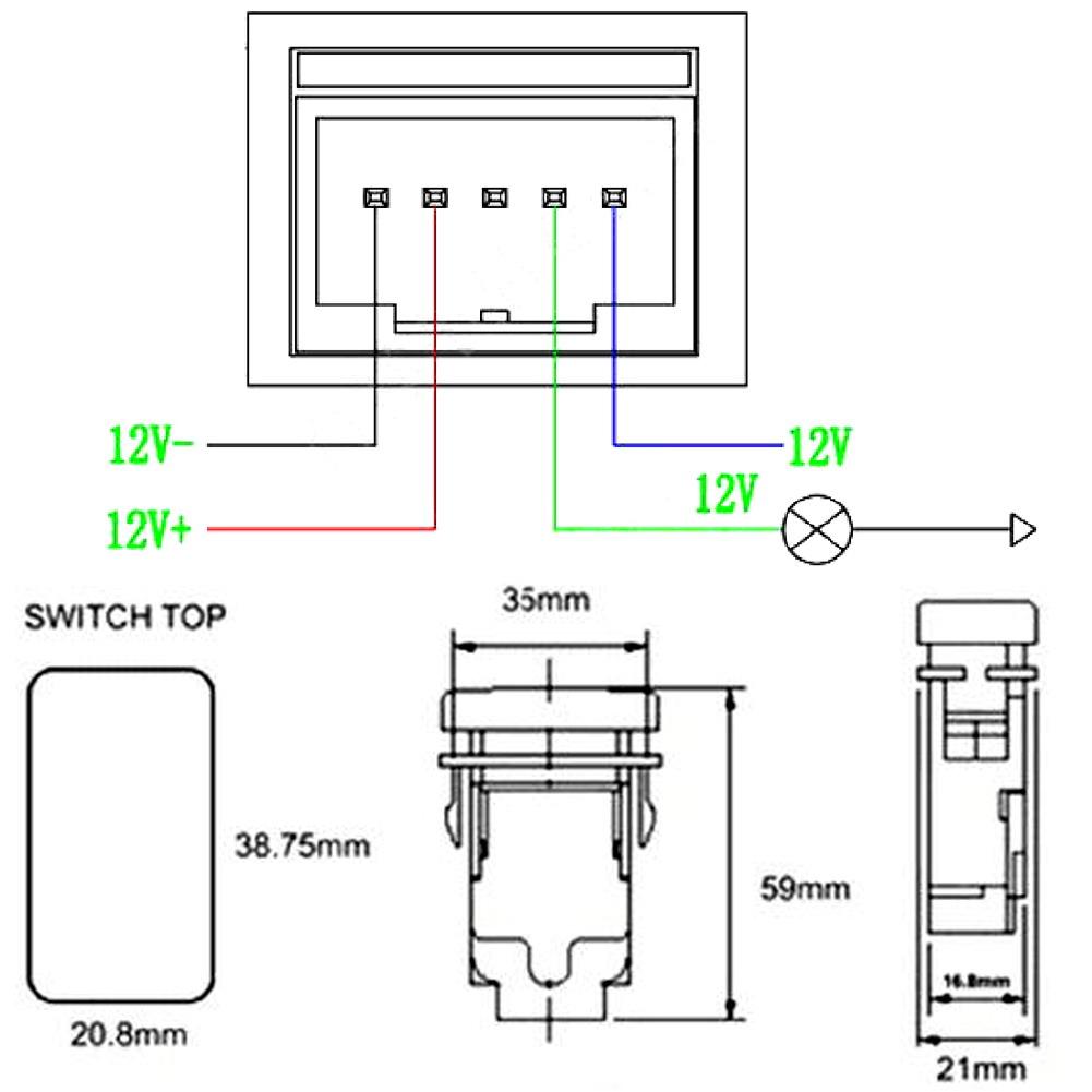 12V Albastru 2LED Înlocuire Auto 2 Moduri ON-OFF Comutator Lumină LED cu Buton Apăsător
