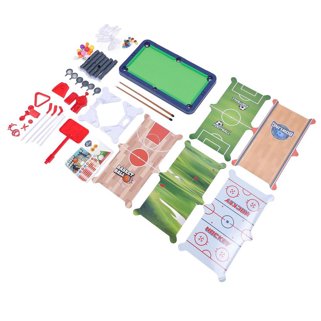 6 in 1 Multi Game Table Basketball Football Table Tennis Billiards Ice Hockey Combo Game Set with Ac