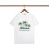 Casablanca Style Short Sleeve T-Shirt Men Women Blue Letter Print Casual Top