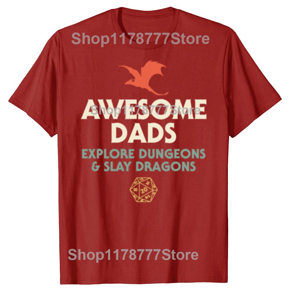 Funny Awesome Dads Explore Dungeons Dragons Graphic Tshirts Men Fashion Casual Tshirt 100 Cotton Loose Oversized T Shirt