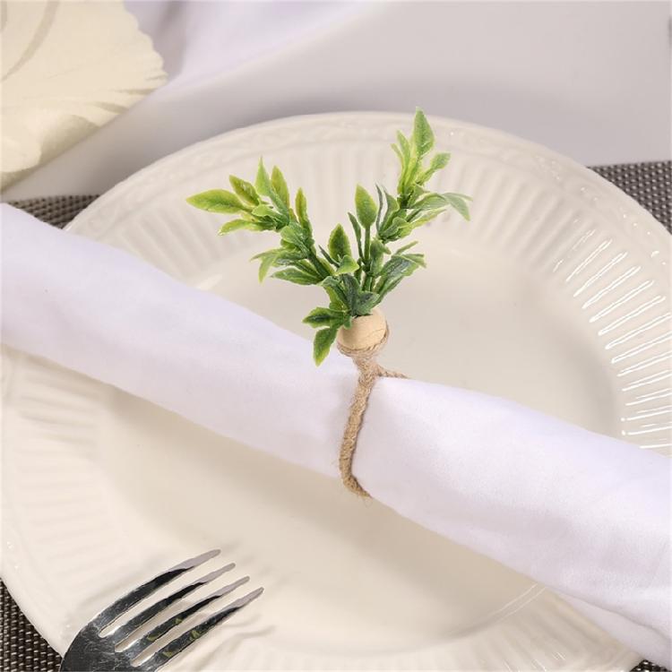 6Pcs Simple Napkin Holder Artificial Green Leaf Napkin Rings for Parties Dinner Wedding Banquets Table Decoration