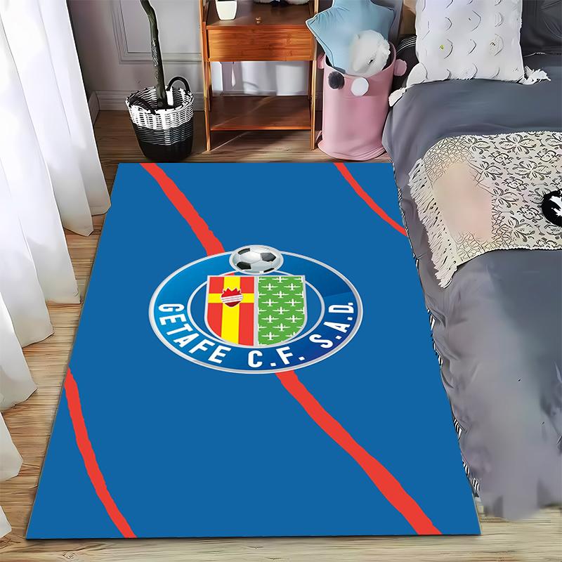 "Getafe CF Logo Carpet with Soccer Ball Design, Blue and Red Style" Suitable for use as an anti-slip for living room bedroom sofas
