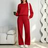 Felpa con Collo Colorato da Donna e Pantaloni Larghi Casual Set da 2 Pezzi