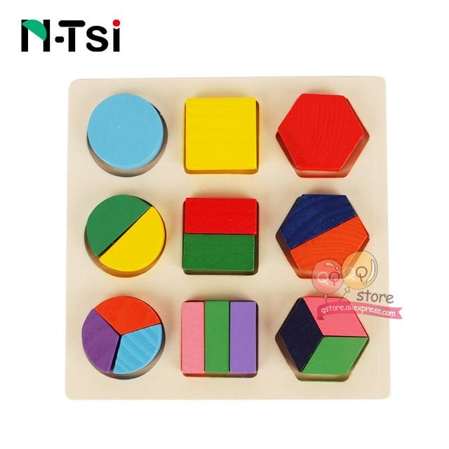 Wooden Geometric Shapes Sorting Math Montessori Puzzle Preschool Learning Educational Game Baby Toddler Toys for Children