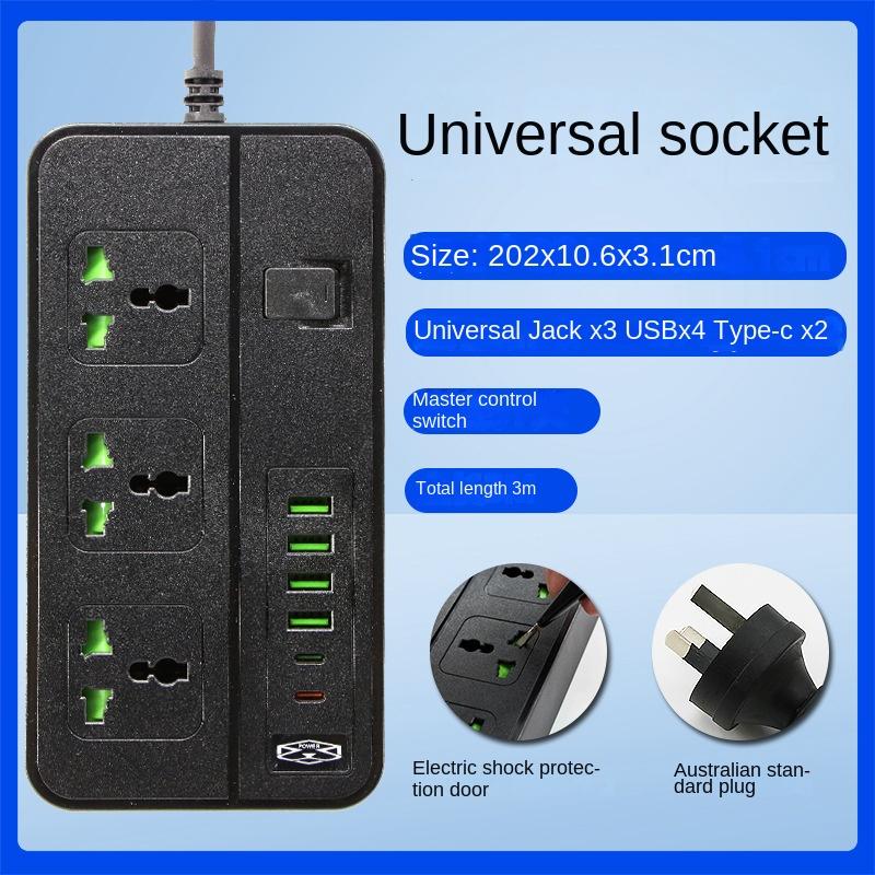

Multifunctional row socket British American Ou Tai standard socket usb + type-c fast charging converter wiring board