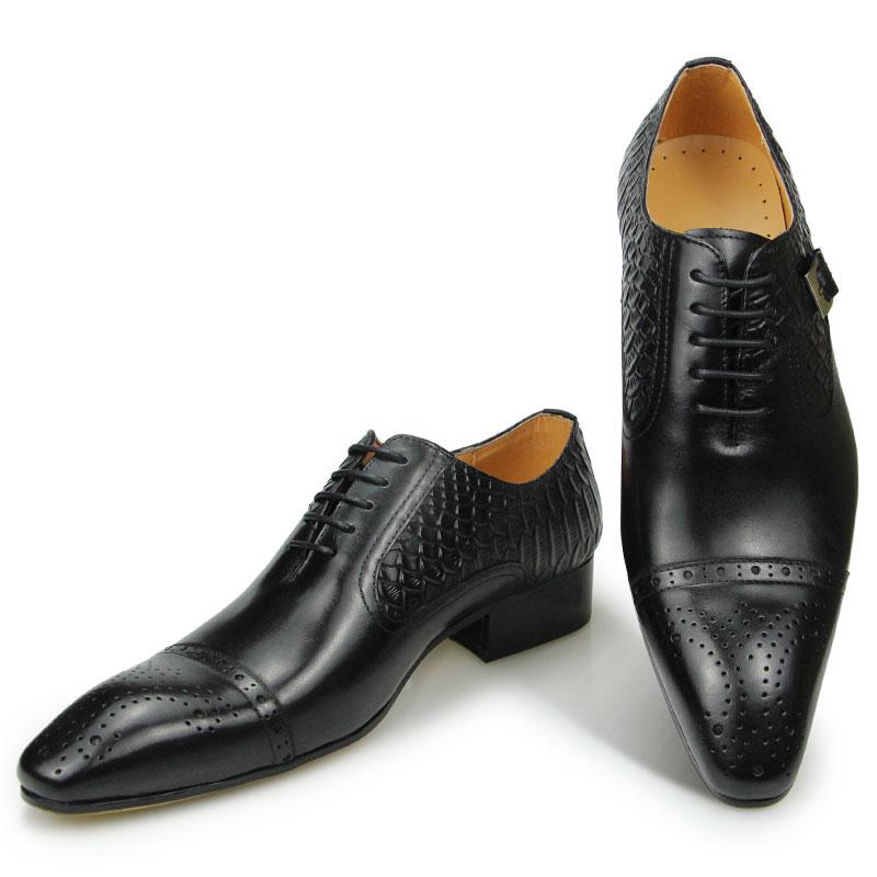 Fashion Newest High-end Leather Shoes Dress Oxford Brogue Wedding Party Formal Shoe for Men Lace Up Luxury Fashion Leather Metal Buckle