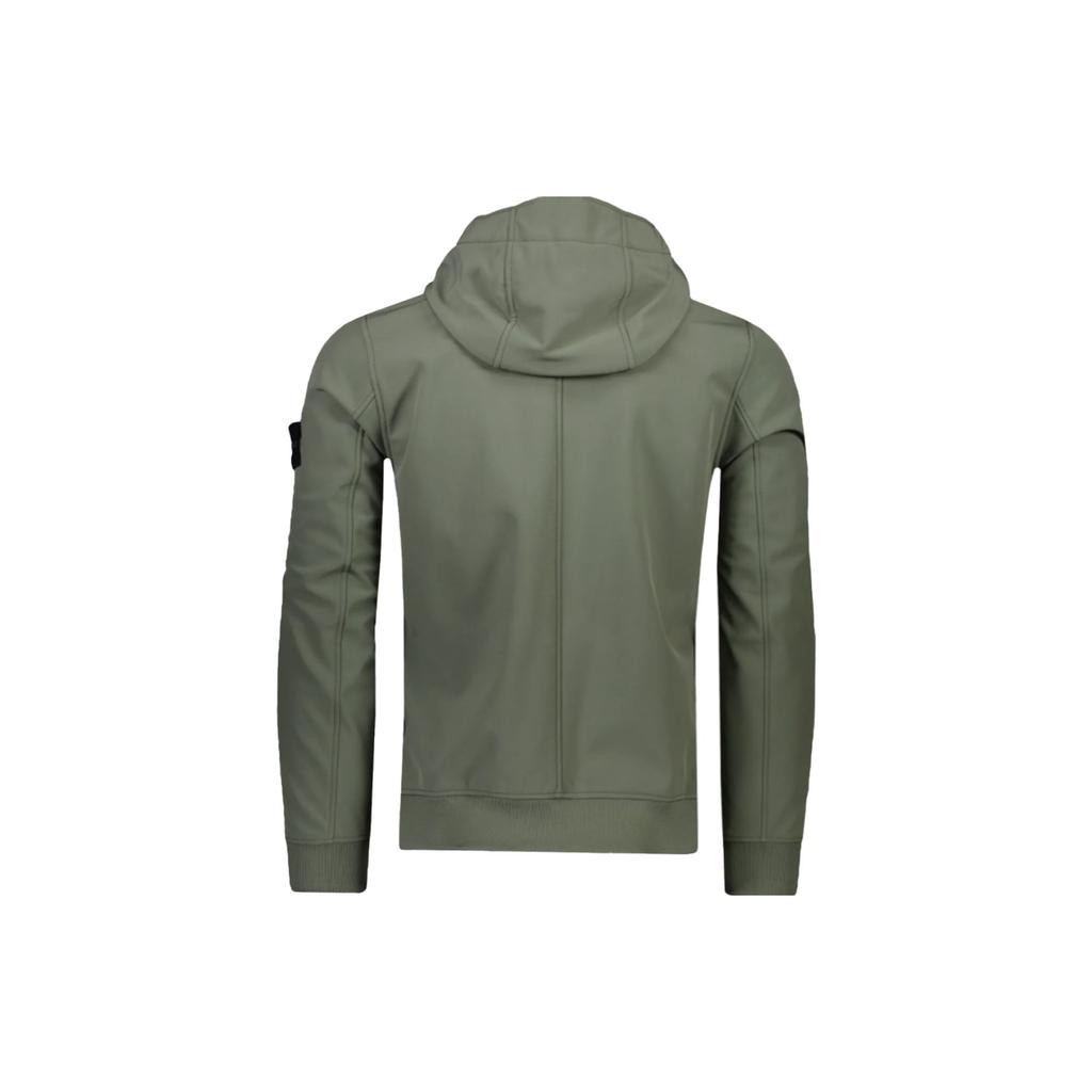 Stone Island Fw21 Sleeve Logo Solid Color Zip Hooded Jacket Men Jacket Green 7515Q0122-V0055