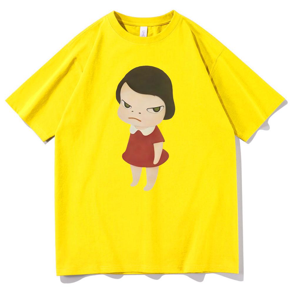Yoshitomo Nara Red Dress Girl Graphic Print Tshirt Women Fashion Cartoon Harajuku T-shirts Cute Funny T Shirt
