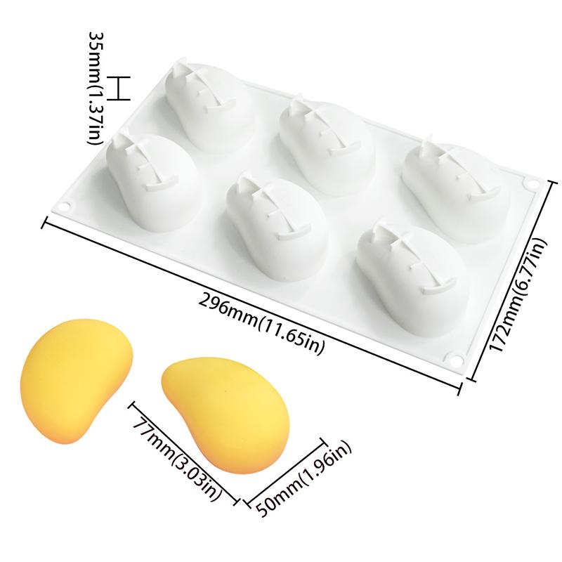 3D Mango Mousse Cake Baking Mold Simulation Fruit Ice Cream French Dessert Silicone Mold Baking Accessories