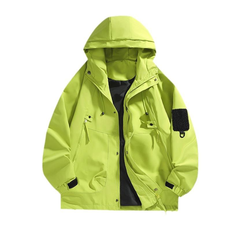 Spring and autumn three-proof loose mountain outdoor jacket men's windproof waterproof tide brand tooling hooded single punch jacket