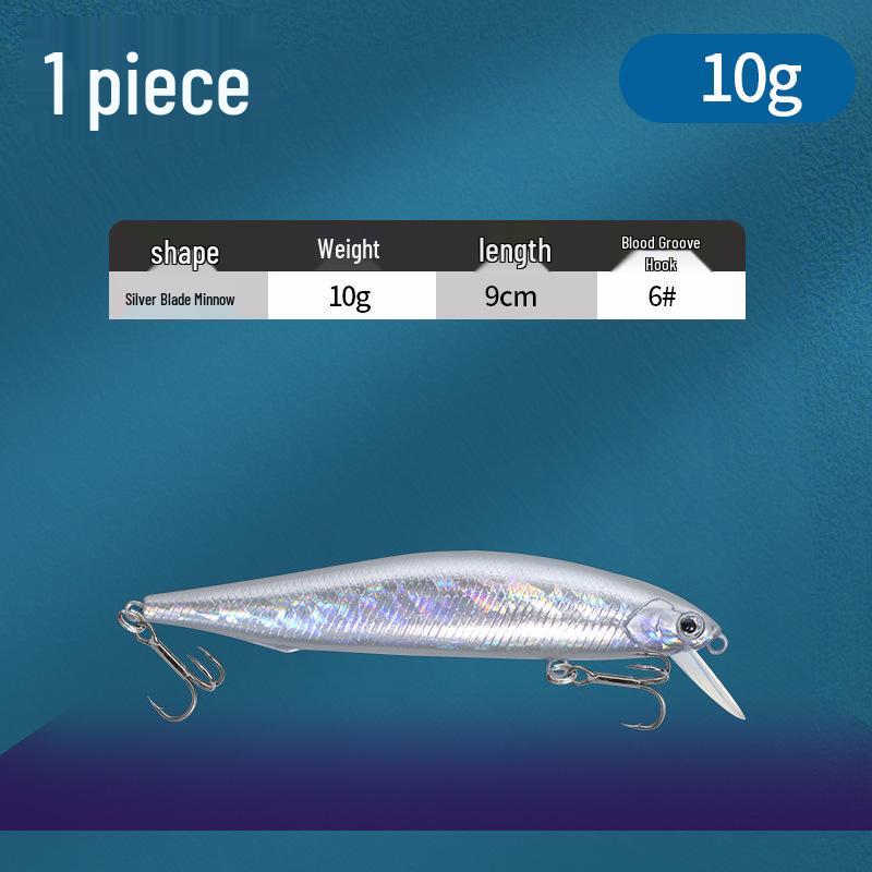 Silbernes Blatt Streamline Minnow Köder: Ultimativer Sinking Twitchbait für Weitwurf-Angeln