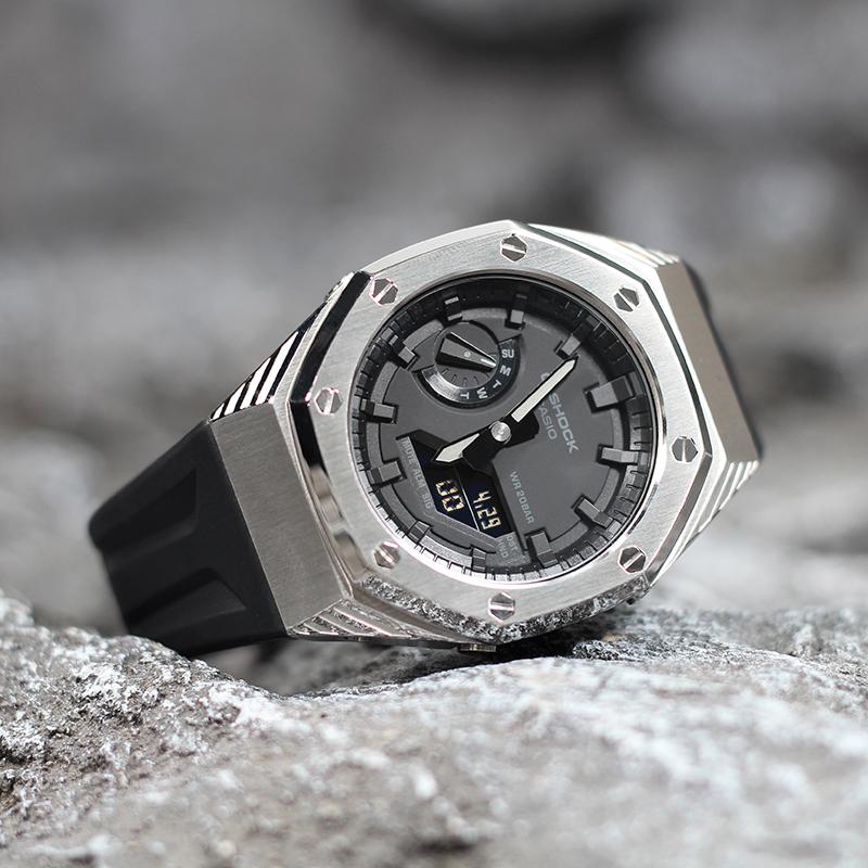 CASIO Custom Collection GA 2100 1A1 Electronic Movement Rubber Strap Watch Unisex Black Dial GA-2100-1A1(Watch4--)