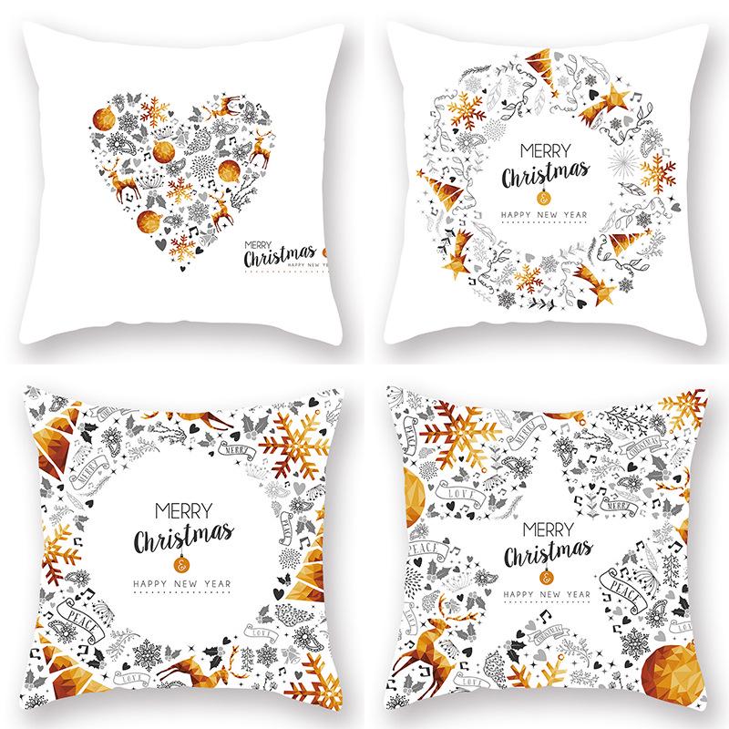 Cushion Golden Christmas Pillowcase Car Sofa Bed  Decorative Sofa Cushion Covers Navidad  Cover