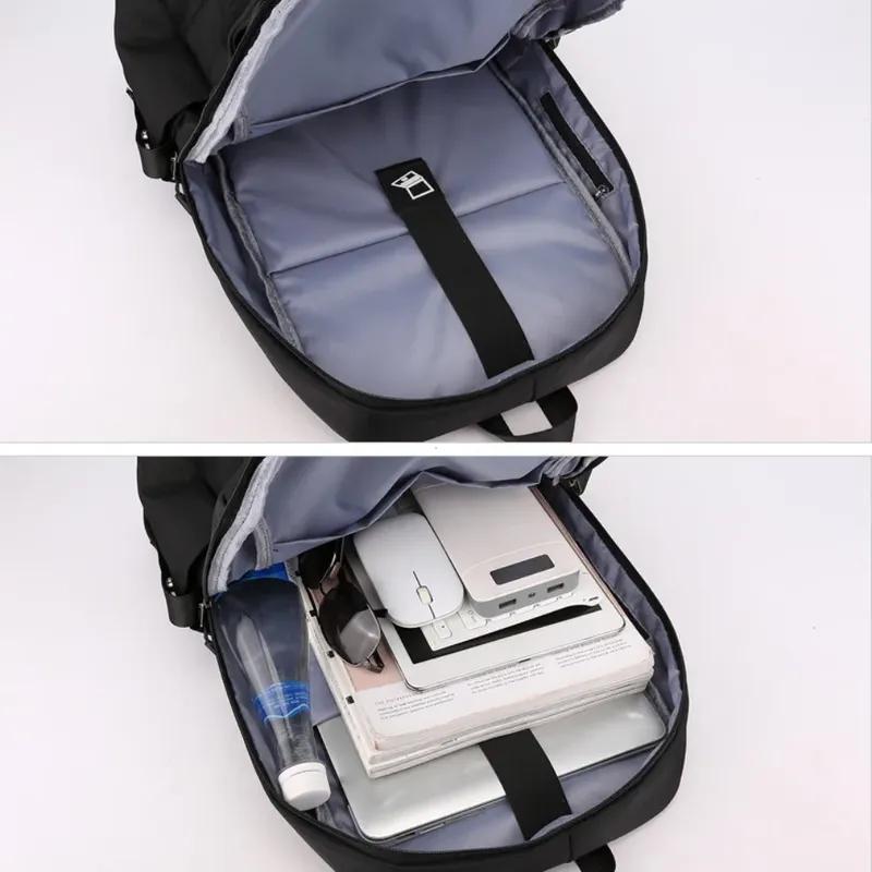 Men School Backpack Waterproof Nylon Backpacks USB Charging Laptop Backbags Large Capacity Rucksack for Books Outdoor Travel