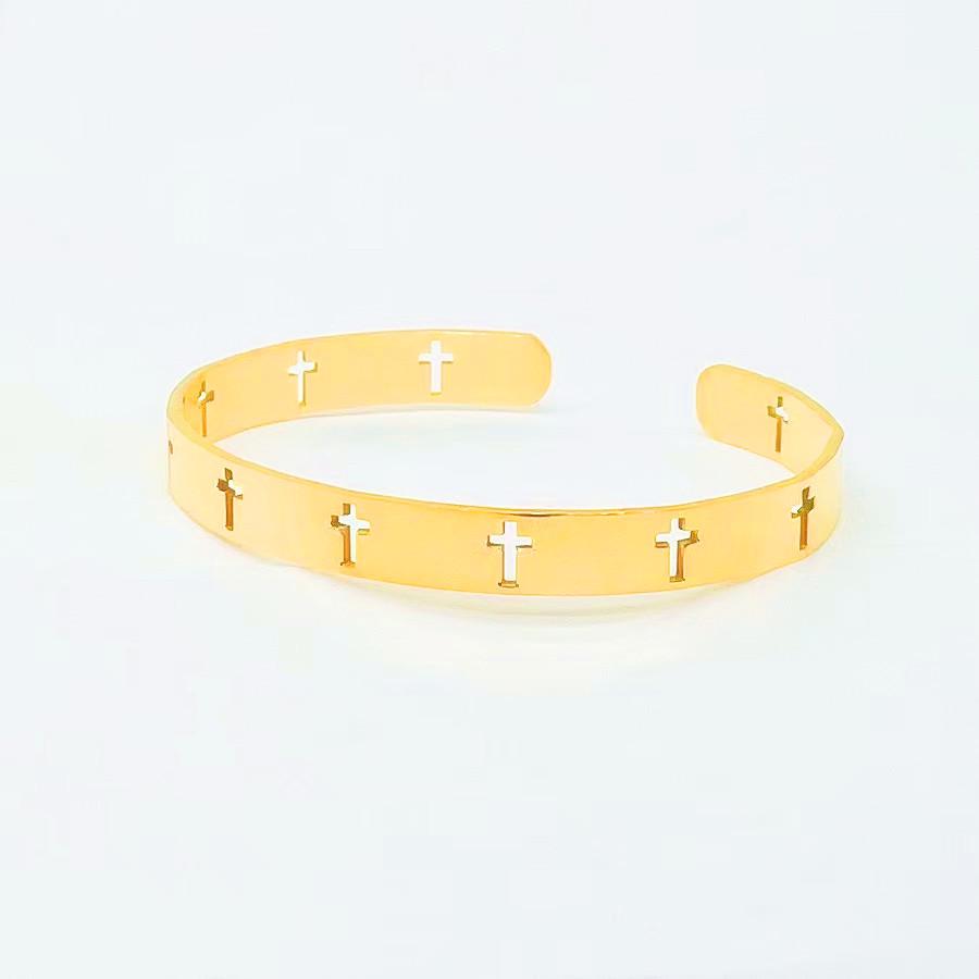 

18K Gold Plated Stainless Steel Cross Faith Adjustable Bracelet золотий