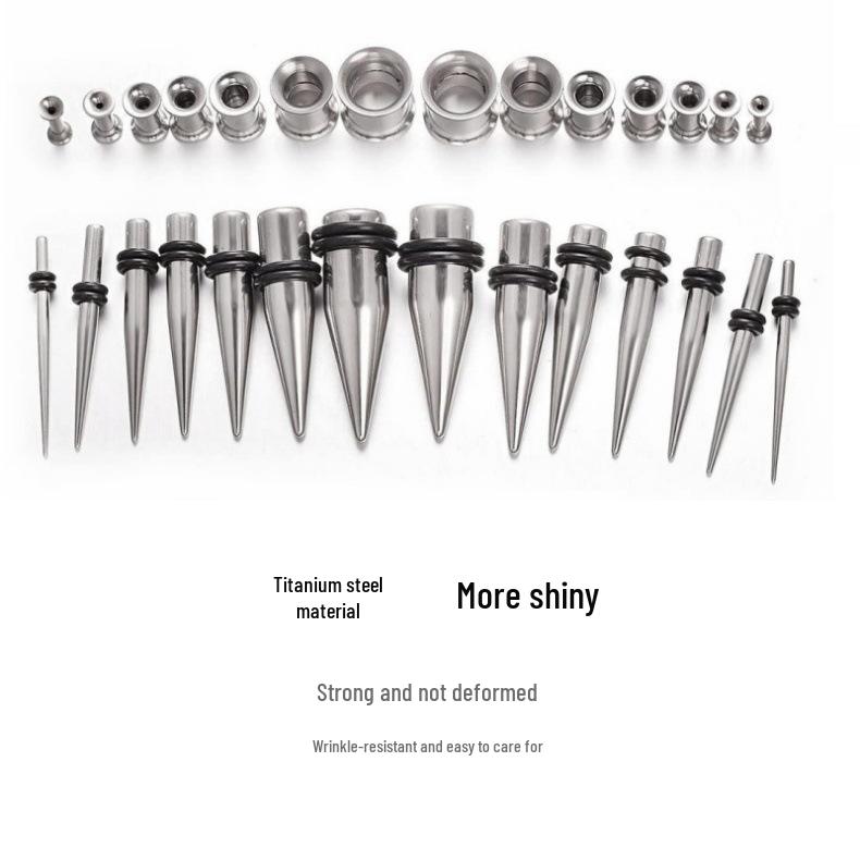 28-Piece Titanium Steel Cone Ear Stretching Kit: Helix, Trumpet Expanders, Stainless Steel Fashion Ear Stretchers