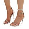 Fashion Fashion 2025 Buckle Strap Women's Sandals New Crystal Office and Career Summer String Bead Best Seller Elegant Heeled Sandals