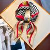 Thousand Birds Plaid Scarf Simulation Silk Square Scarf Small Silk Scarf Versatile Scarf Decorative Tie Hair European and American Style New Women