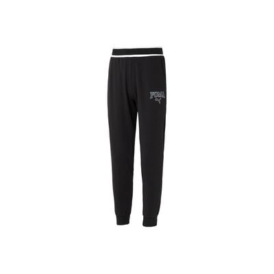Calça de Moletom Tricot Casual com Estampa de Letras Cintura Média Masculina Preta 681265-01