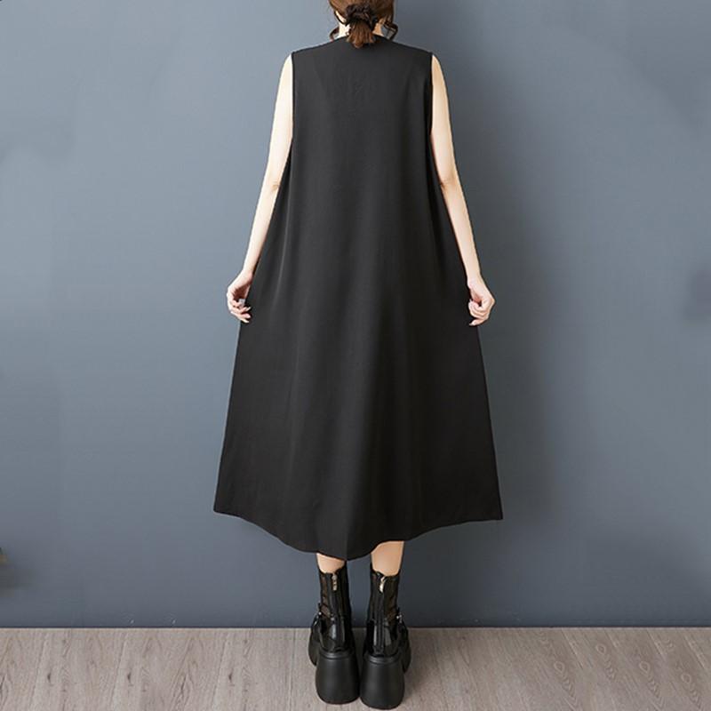 Sleeveless Plus Size Black Vintage New In Dresses for Women Casual Loose Long Summer Dress