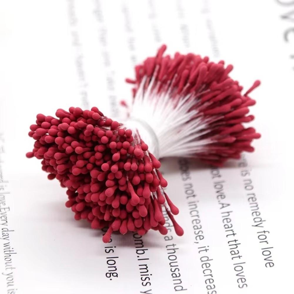 360Pcs 55mm Length Artificial Flower Stamens Plastic Matte Finish Double Headed Stamens DIY Bouquet Decoration 2mm