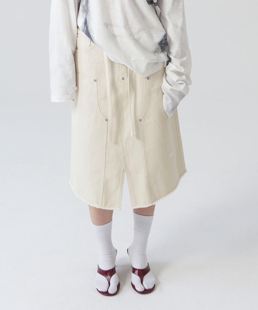 Gyeong Double Knee Skirt_Ivory