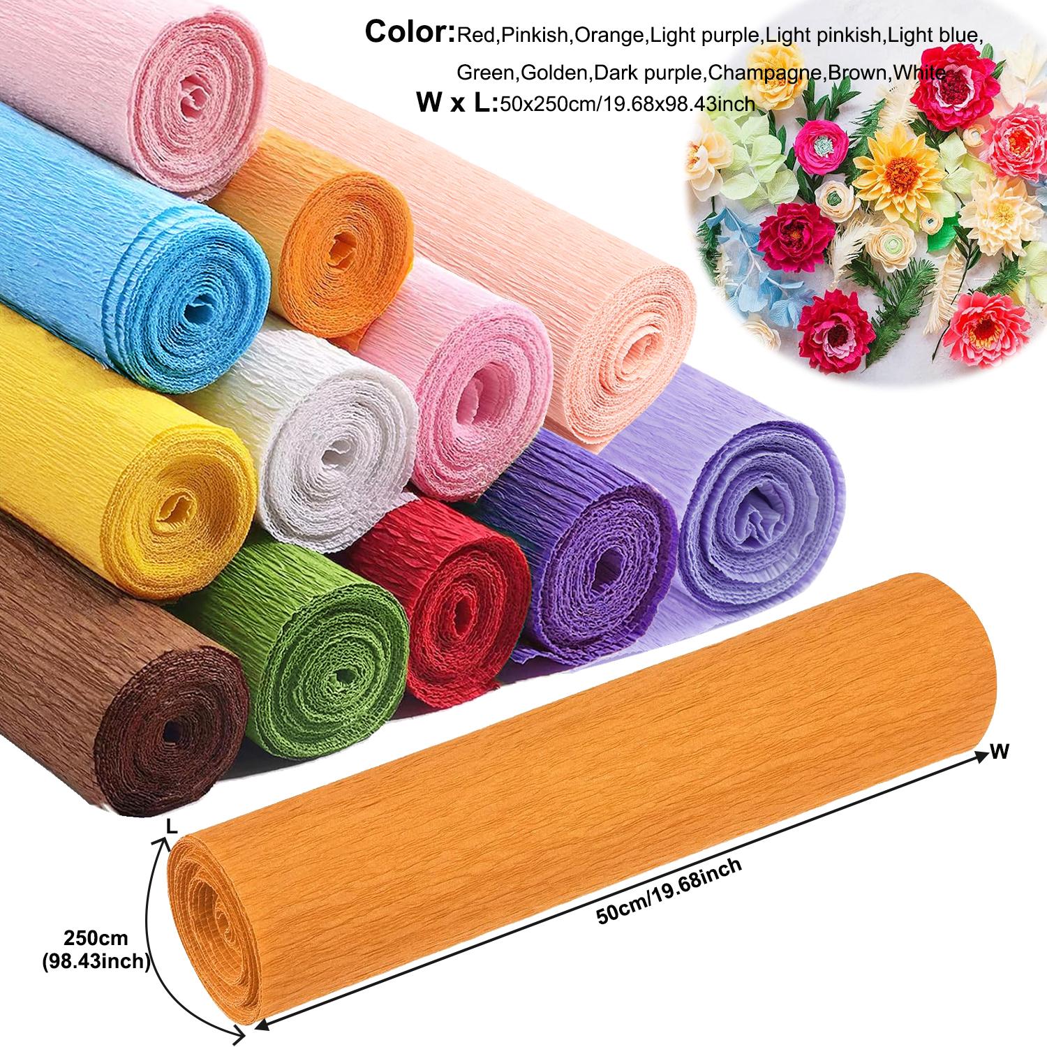 

12 Colors 50x250cm Colored Crepe Paper Roll Origami Crinkled Crepe Paper Craft DIY Flowers Decoration Gift Wrapping Paper Craft 50x250cm Champagne