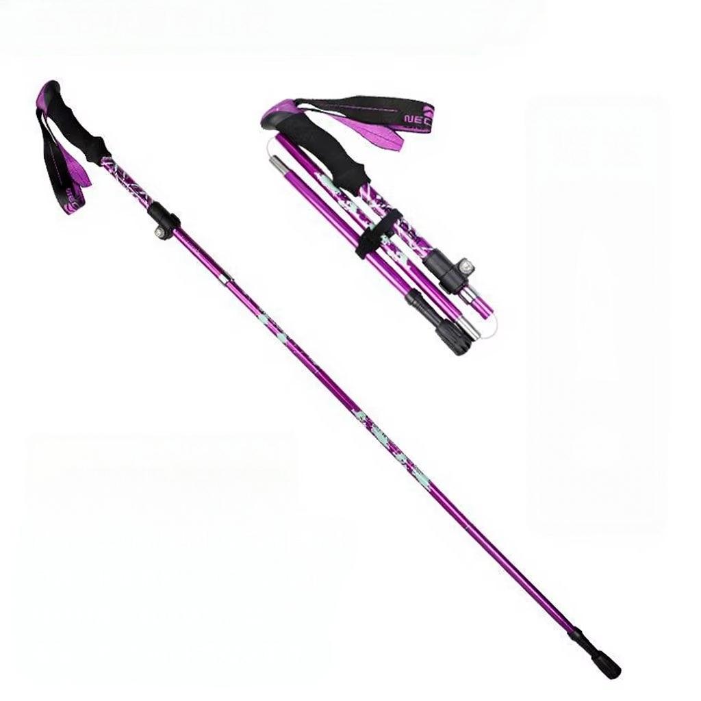 Outdoor Trekking Poles Cross-Country Walking Sticks Telescopic Folding Aluminum Alloy 6061 Adjustable Length 32-125cm 5-Section темно-фиолетового