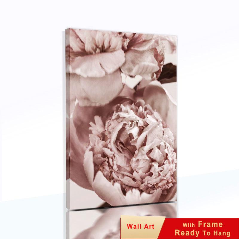 Pink Wall Art Peony Flowers Posters Pictures Quotes Bedroom Wall Decorative Prints Wall Painting for Living Room Decor Art