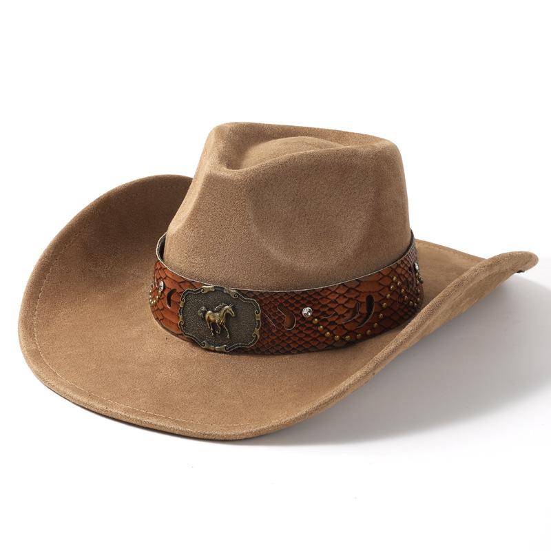 Suede Western Cowboy Hat Men's and Women's Retro Hat Belt Mauni Top Hat Ethnic Style Retro Jazz Hat