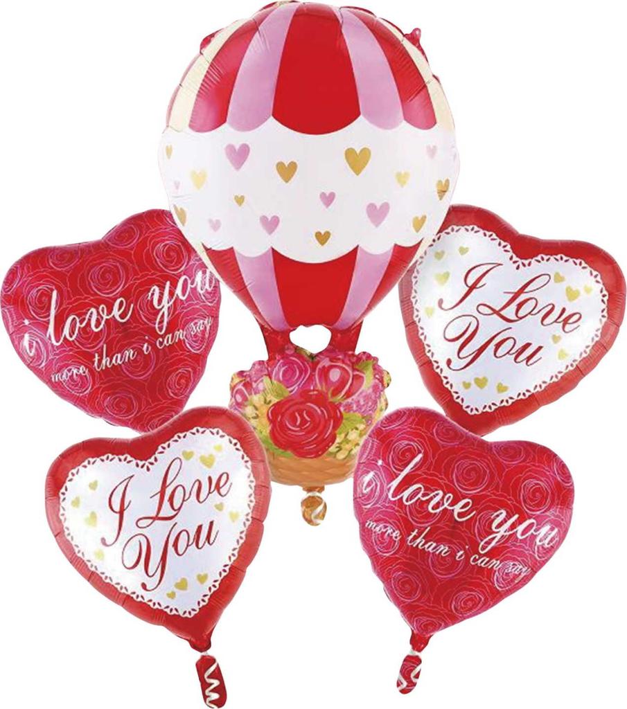 Bouquet Balloon Set Valentine' Day Heart Balloons 5 Pcs