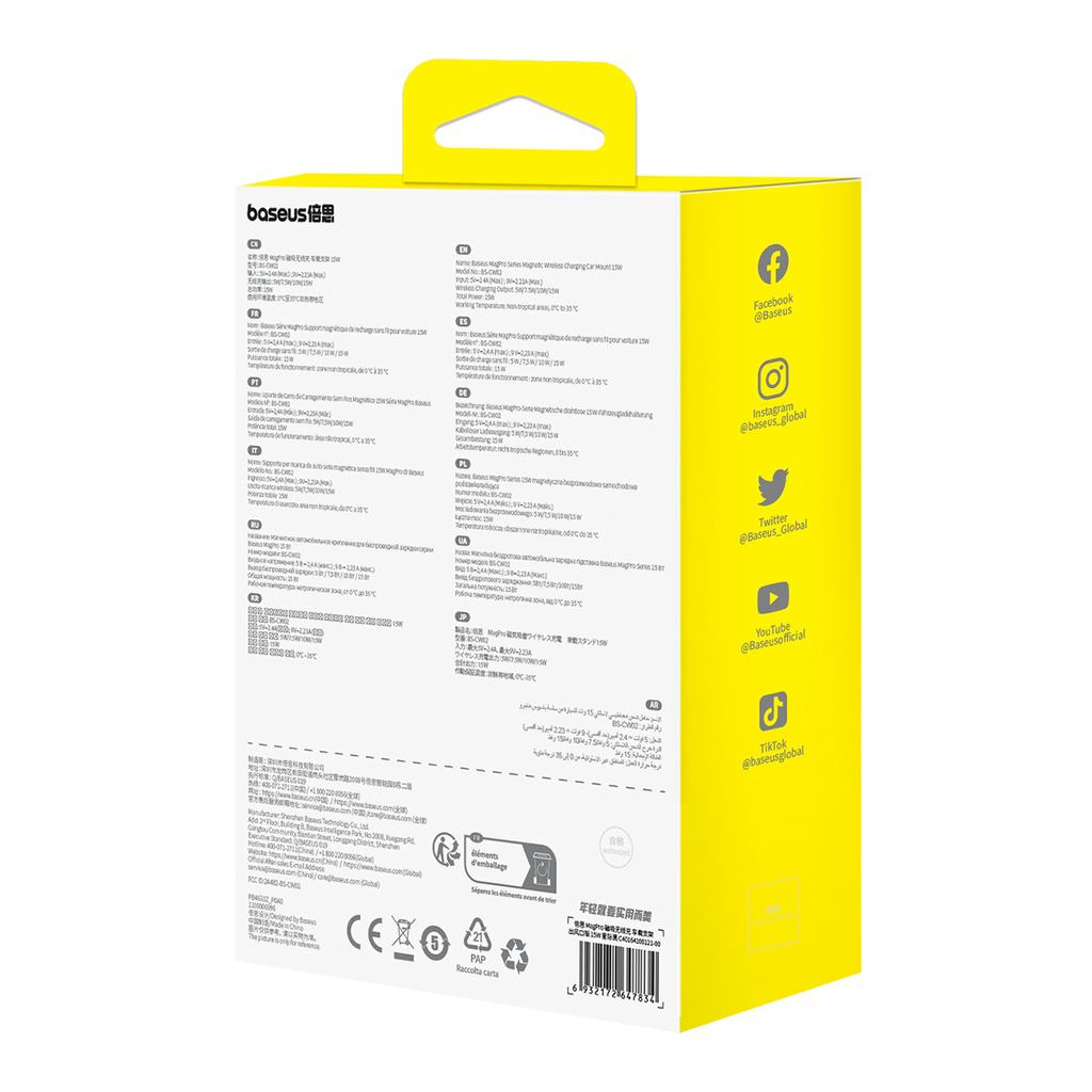 Baseus MagPro 15W Wireless Car Charger and Mount for Air Vent - Black