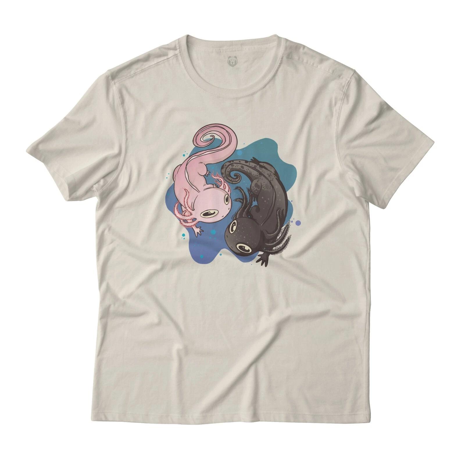 Cute Axolotls Black & Pink Swimming Graphic T-T-Shirt Unisex Lightweight Cotton S