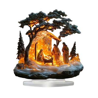 Decorazione Statua Presepe di Natale Supporto in Acrilico Durevole con Colori Vivaci Ornamento Gesù