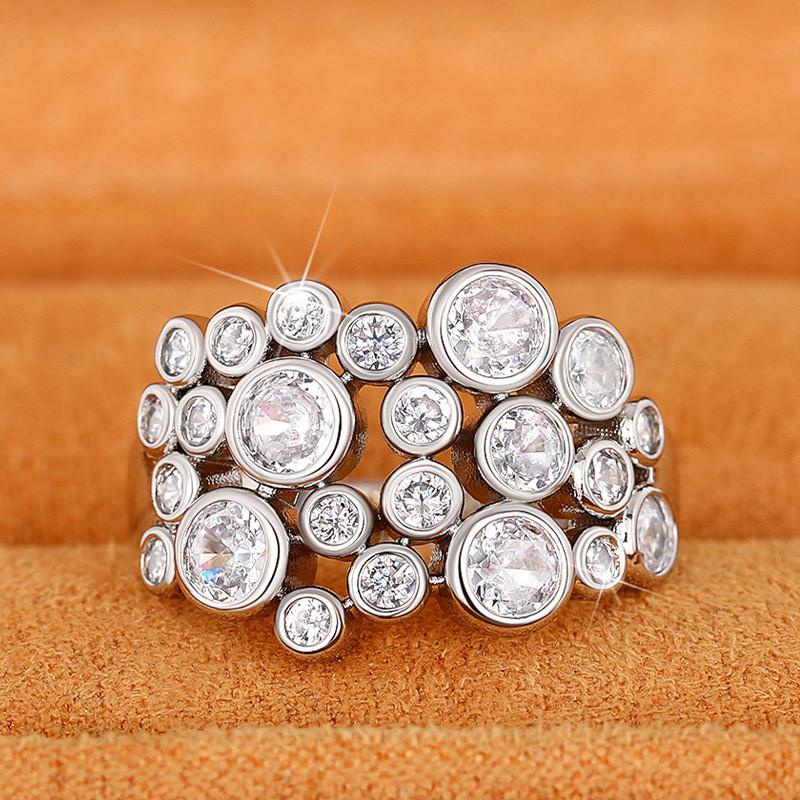 New Fashion Women Rings Bling Bling Cubic Zirconia Crystal Luxury Wedding Engagement Rings for Lady  Sterling  Jewelry