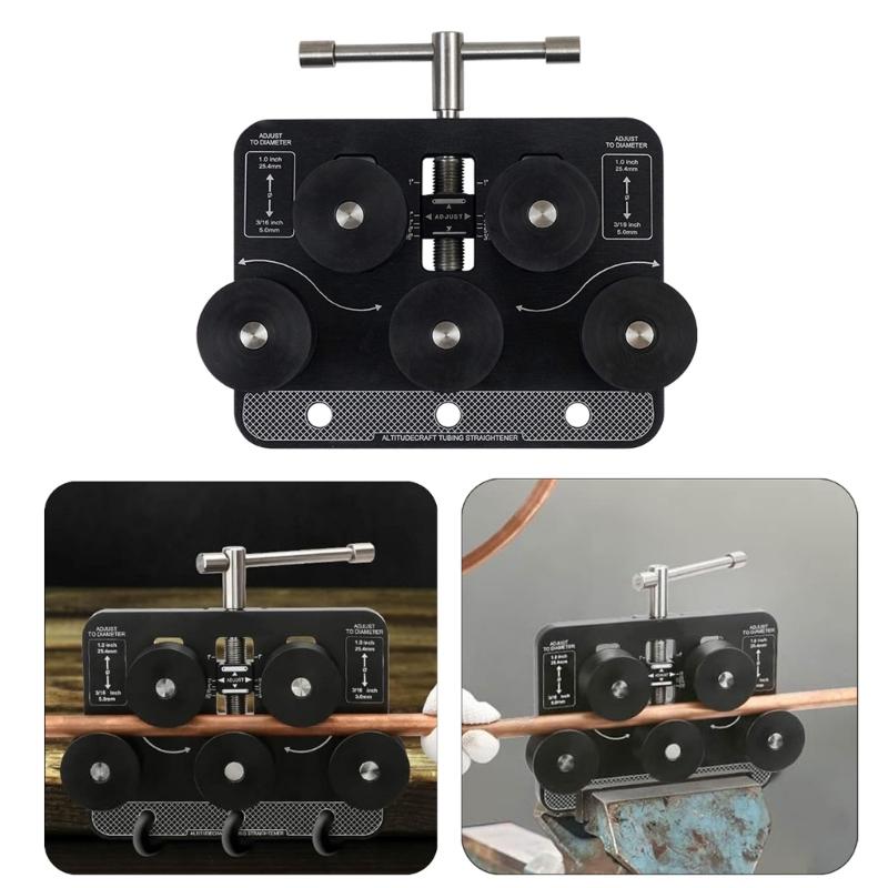 High Efficiency Brake Line Straightener Tool With Rollers For Copper Aluminum Fuels Tubing 3/16" to 1 Inch Diameters
