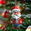 Christmas Ornament Cartoon Snowman Santa Claus Pendant 2D Acrylic Xmas Tree Hanging Ornament for Tree Home Car Decor