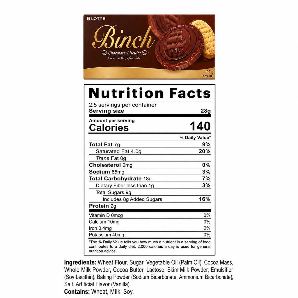 Lotte Binch Compound Chocolate Biscuits 102g