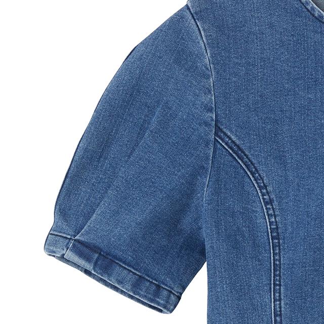 LAP Puff Sleeve Slim Mini Denim Dress Ar2Do560