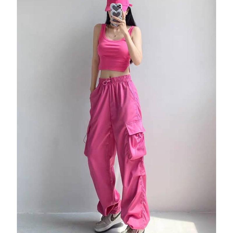 

Повседневные брюки женские с высокой талией и тонкие рабочие брюки весна-лето новые универсальные свободные прямые брюки 5XL розы красного